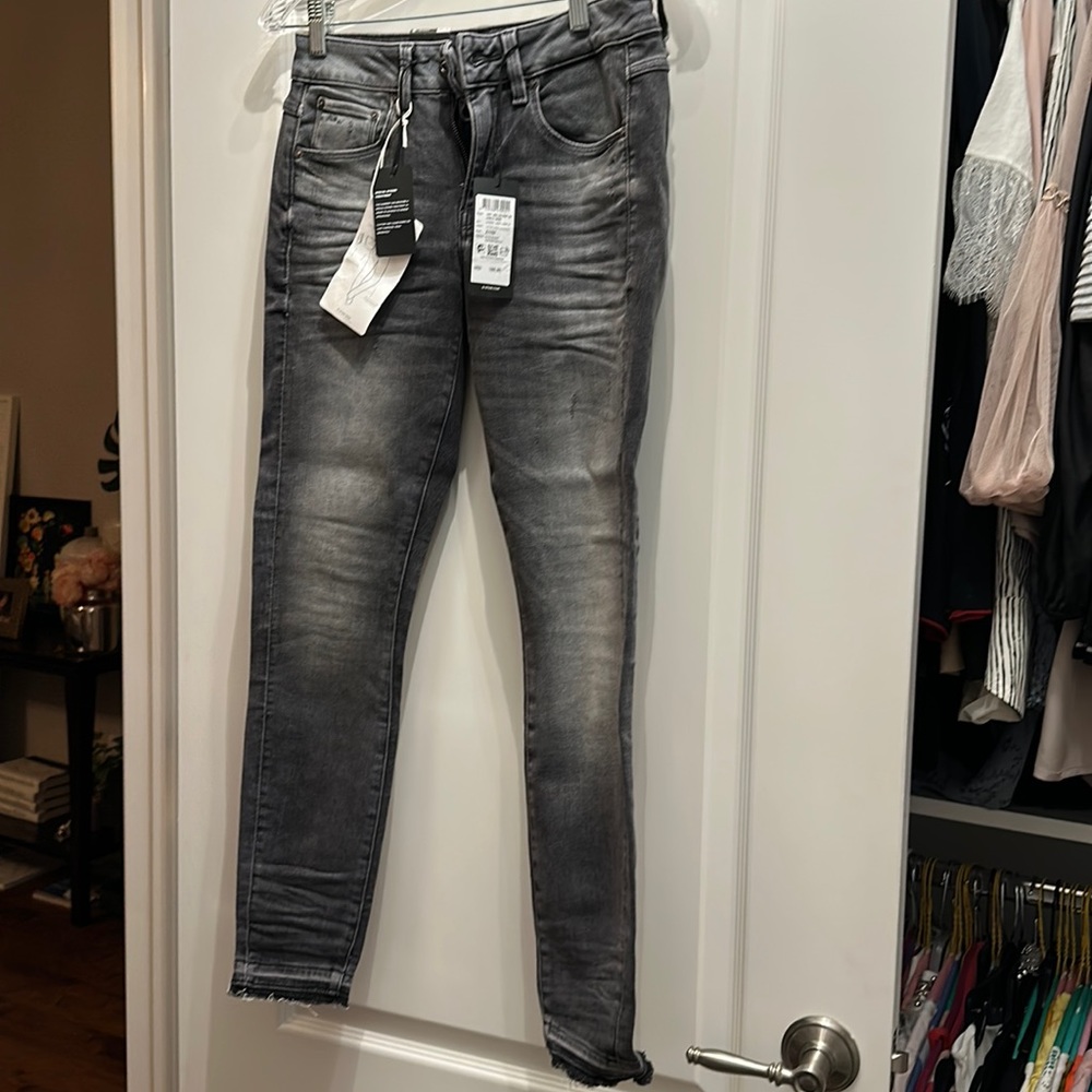 G-Raw Women’s Jeans Black 3301 Mid Skinny RP Ankle Size 27 Length 32
